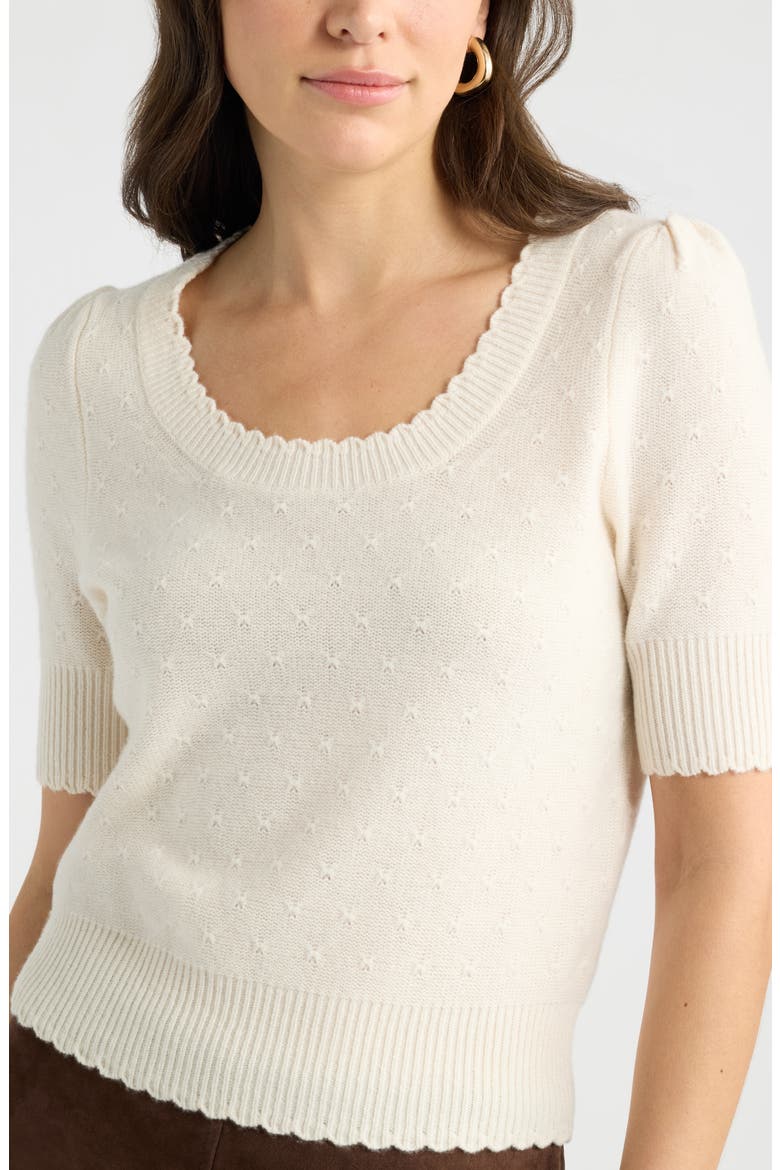 Short Sleeve Wool & Cashmere Sweater, Alternate, color, IVORY SNOW