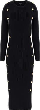 GUESS Ribbed Long Sleeve Sweater Dress