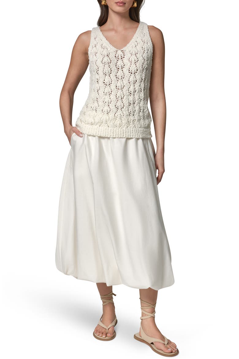 Double V-Neck Open Stitch Sweater Vest, Alternate, color, CREAM
