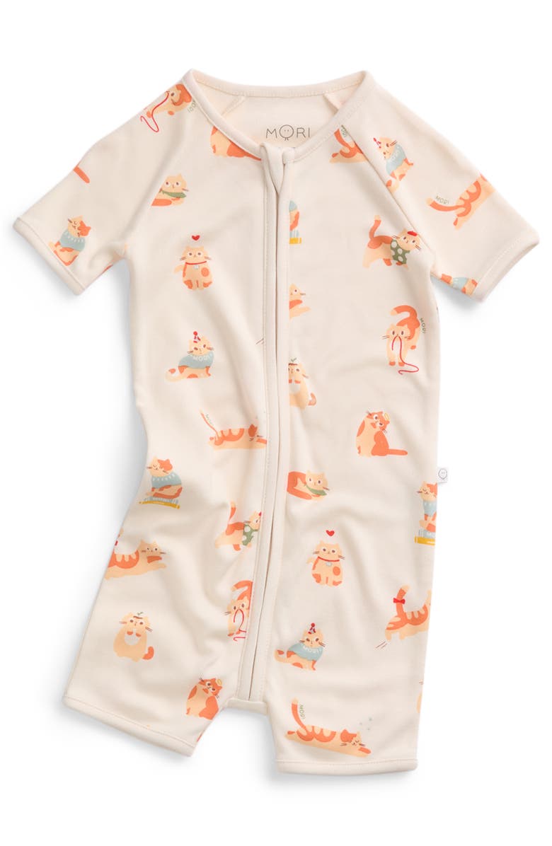 MORI Summer Zip Up Sleepsuit, Main, color, Cat Print