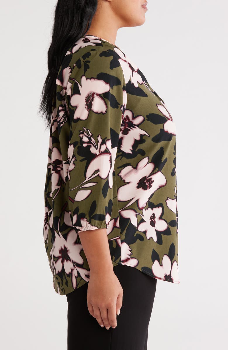 Jones New York Floral Print Tunic, Alternate, color, Jasper Green Multi