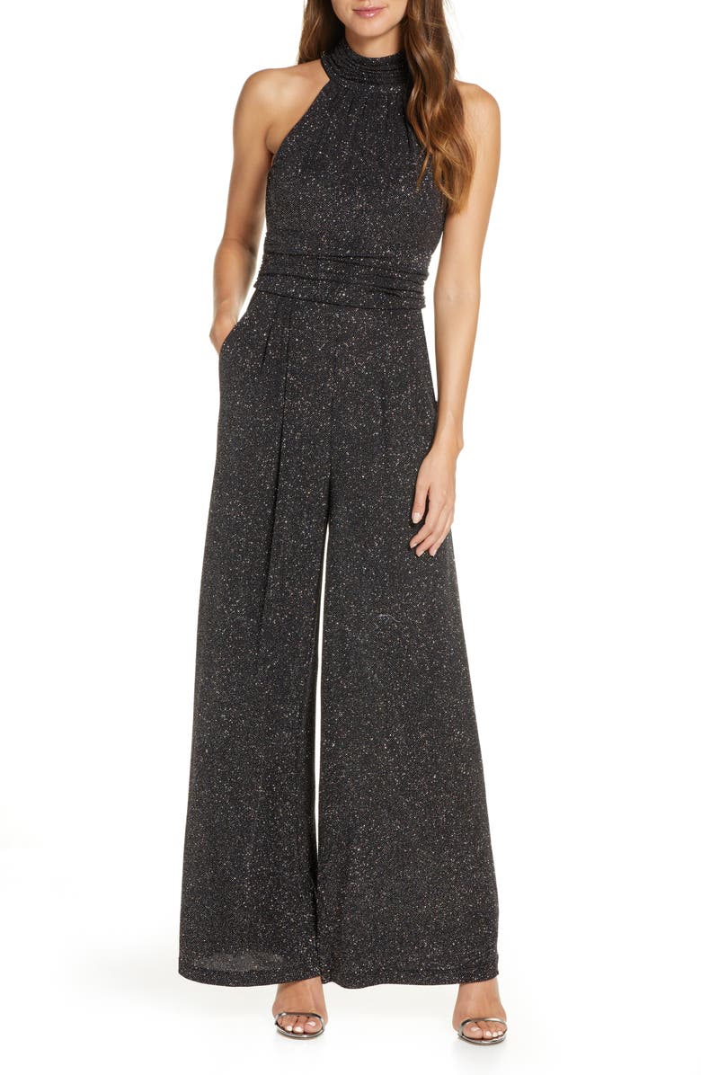 Eliza J Glitter Halter Jumpsuit, Main, color, 