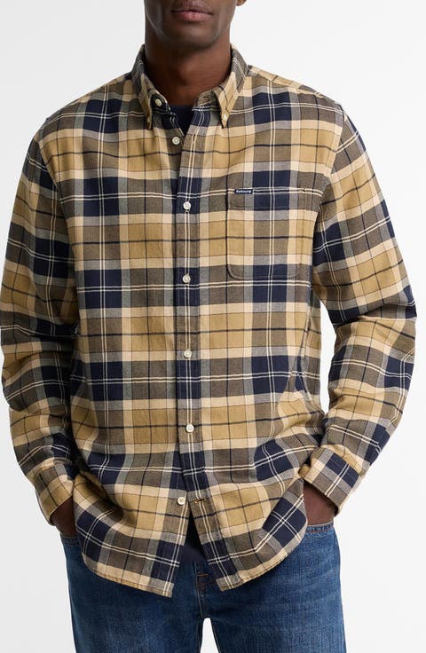 Kyeloch Tailored Fit Plaid Cotton Button-Down Shirt