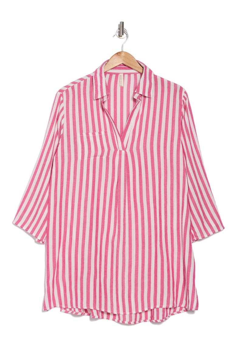 Yarn Dye Stripe Cover-Up Tunic, Alternate, color, PINK STRIPE