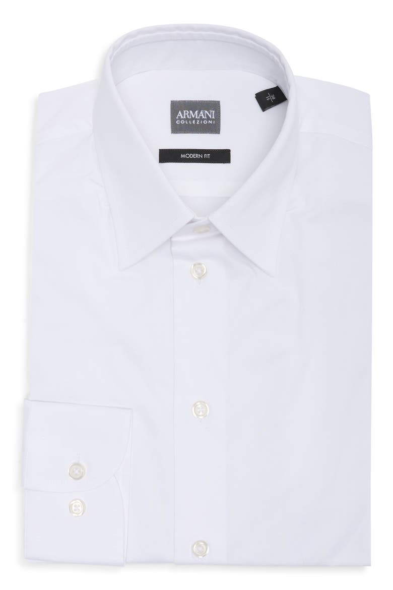 Modern Fit Cotton Shirt, Main, color, CLOUD WHITE