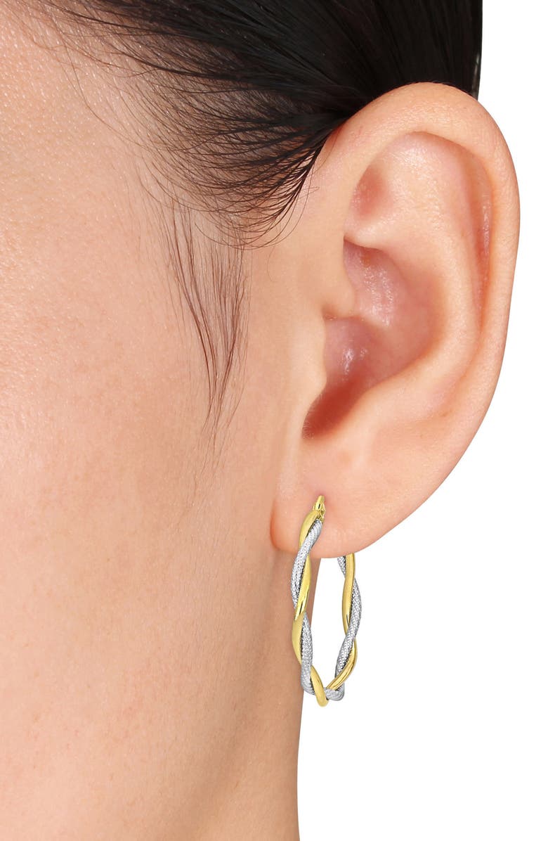DELMAR Two-Tone Twisted Hoop Earrings, Alternate, color,
