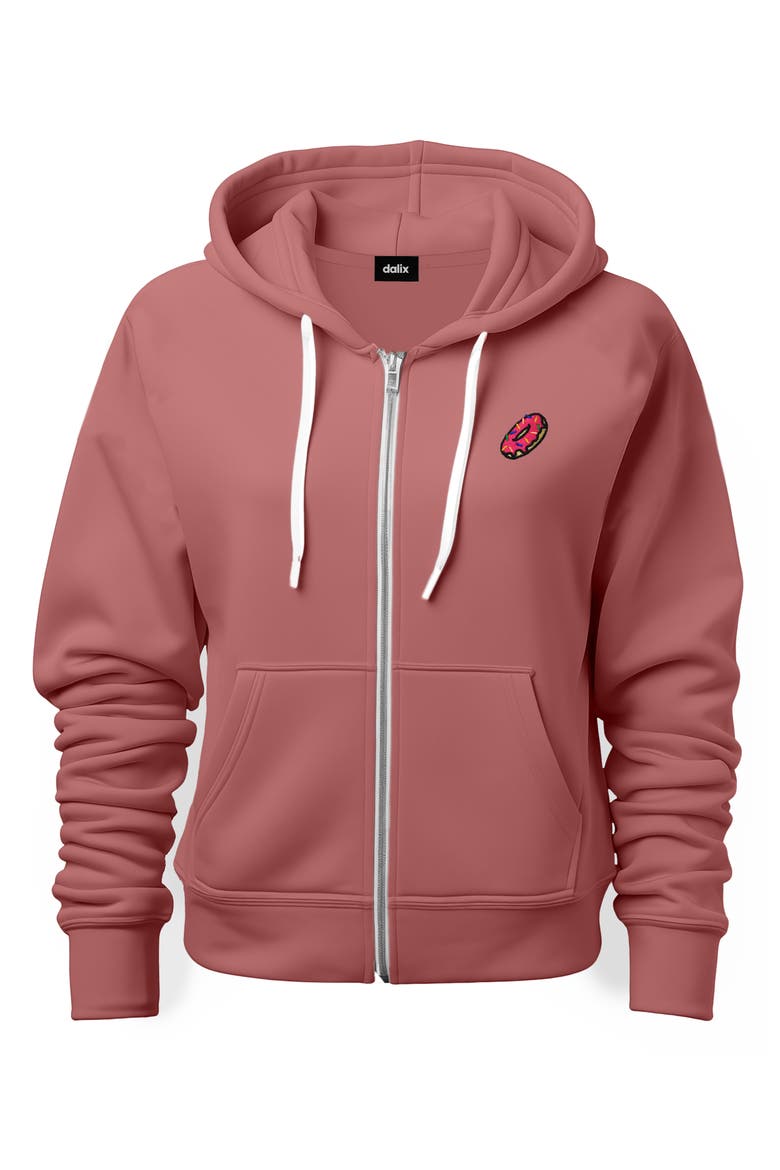 Donut Zip Hoodie, Main, color, Mauve