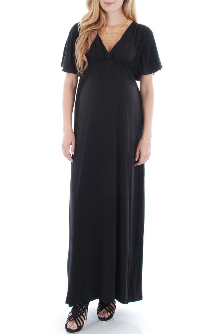 'Goddess' Maternity Maxi Dress, Main, color, BLACK