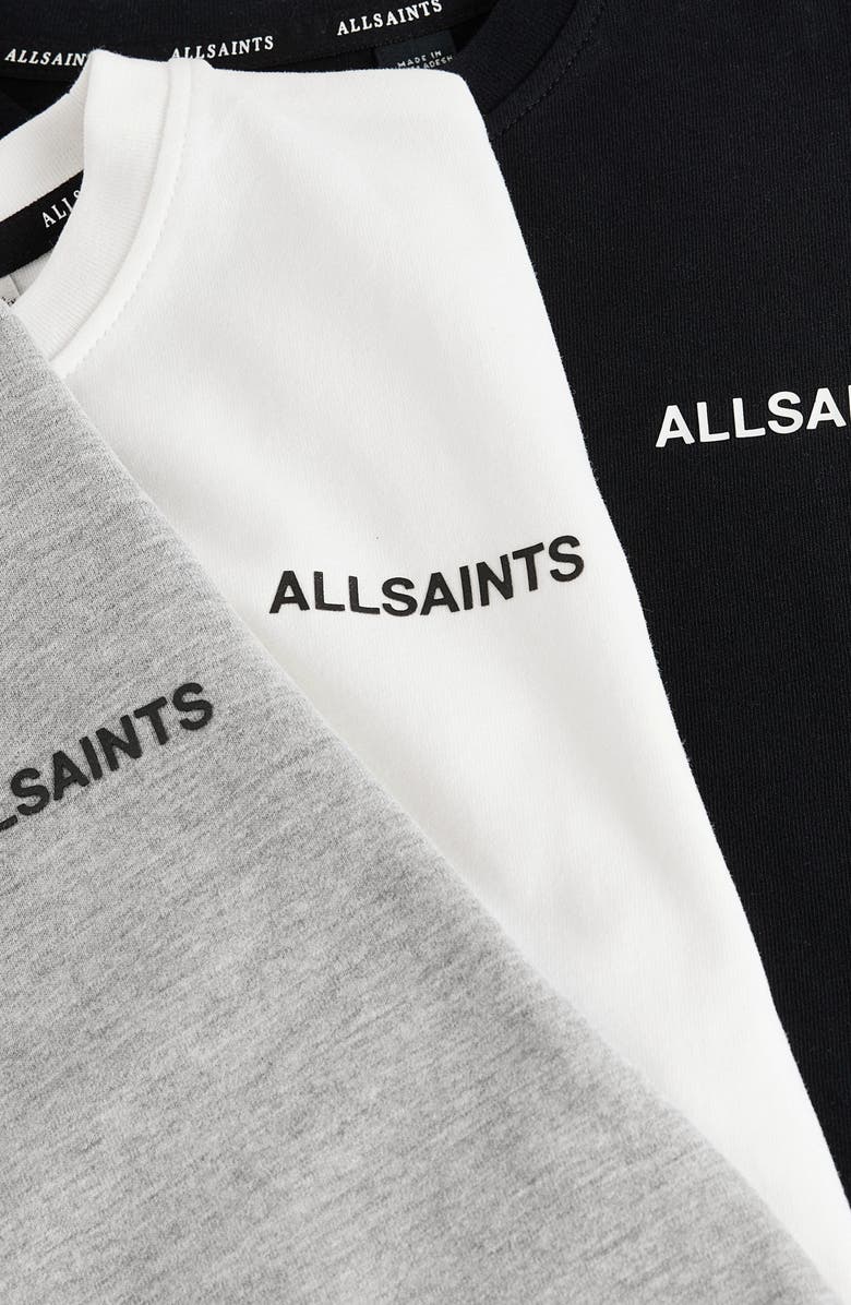 smALLSAINTS by ALLSAINTS Kids' Underground Assorted 3-Pack Logo T-Shirts, Alternate, color, Black/ White/ Grey