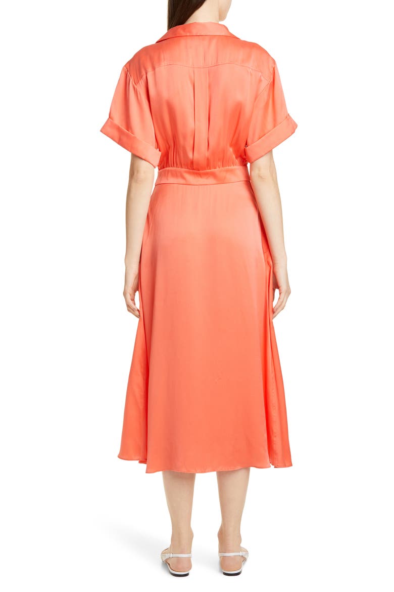 Orlenna Silk Blend Midi Shirtdress, Alternate, color, HOT CORAL