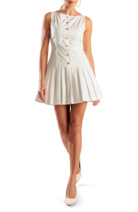 Sleeveless Drop Waist Cotton Minidress