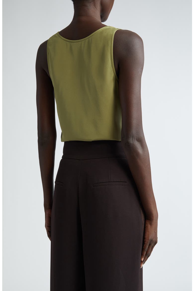 Silk Crêpe de Chine Tank, Alternate, color, MOSS