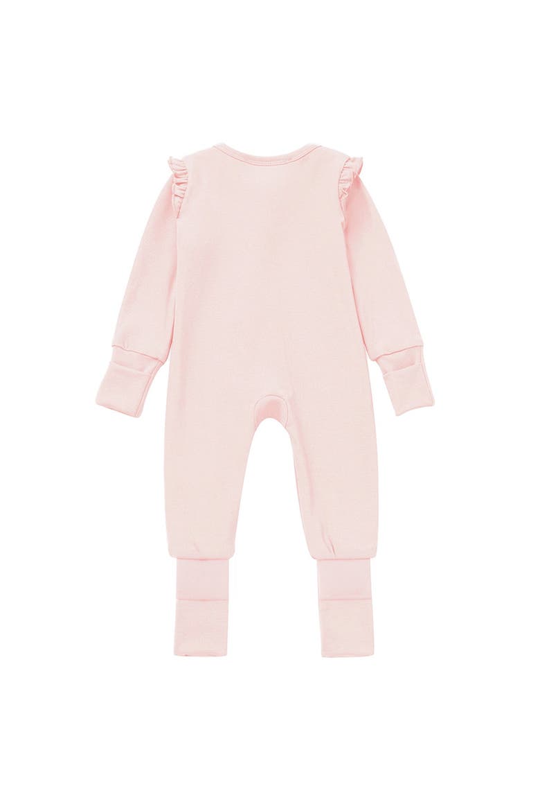 Amelia Rose Long Sleeve Solid Convertible Romper with Matching Headband, Alternate, color, Pink
