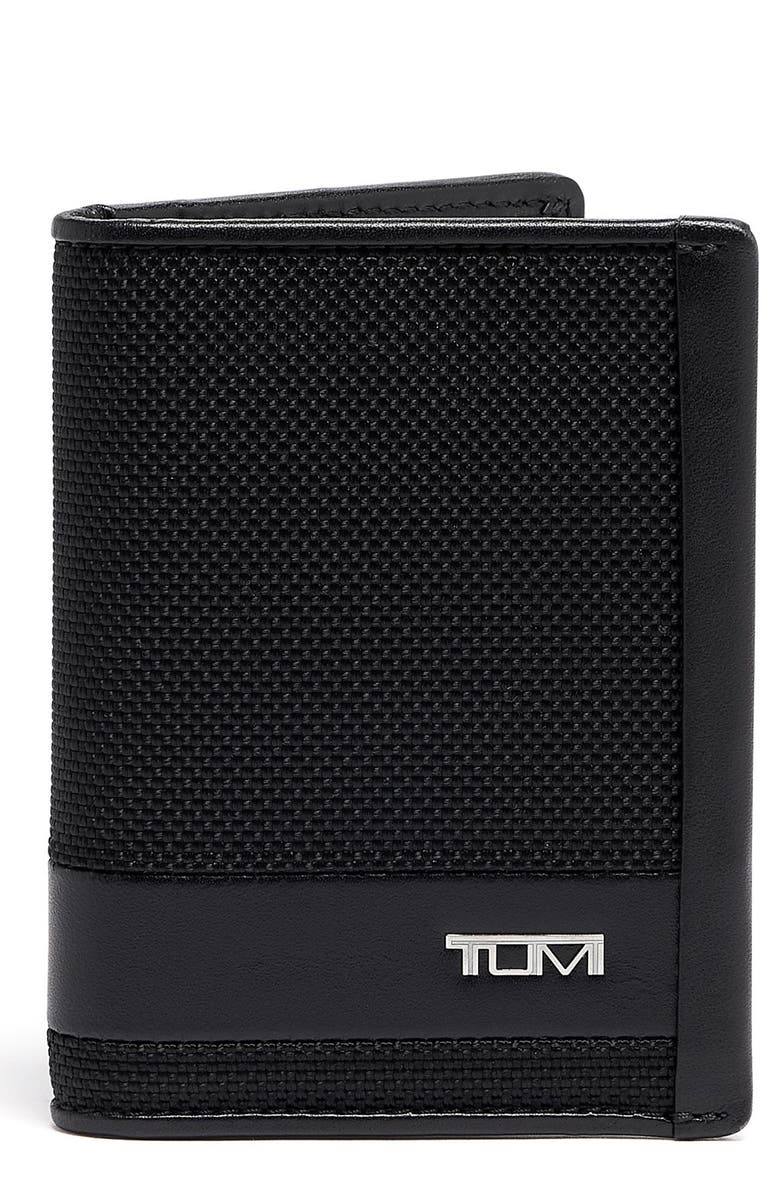 TUMI Alpha Leather & Nylon Bifold Card Case Wallet, Main, color,