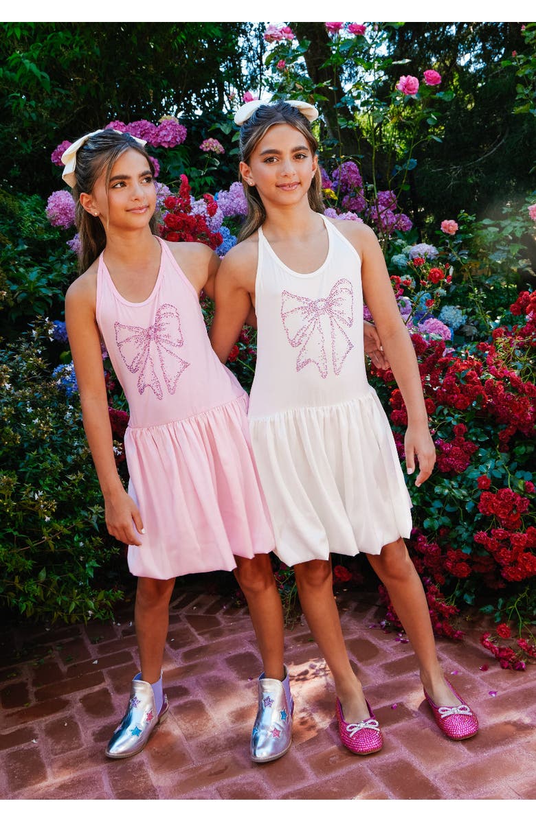 Lola + The Boys Crystal Bow Bubble Dress, Alternate, color, Pink