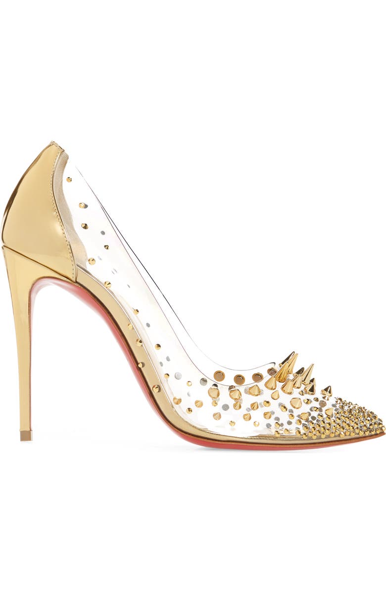 Christian Louboutin Grotika Spike Clear Pump, Alternate, color,