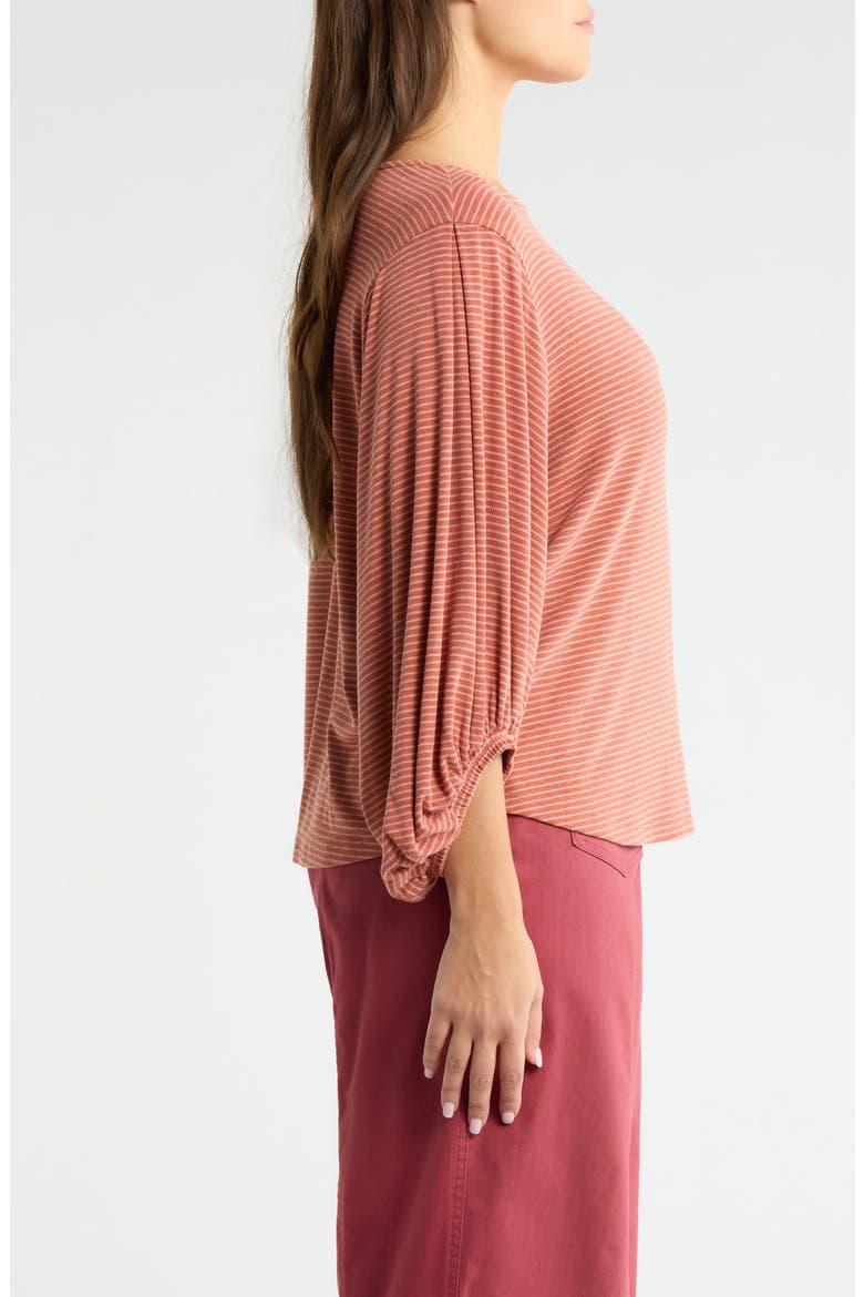 Stripe Balloon Sleeve Knit Top, Alternate, color, HEATHER SANDALWOOD BLUSH