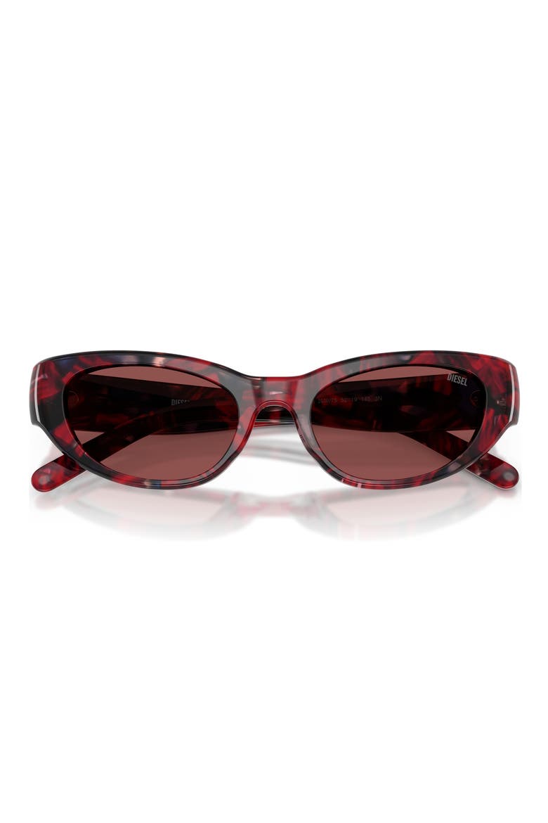 52mm Cat Eye Sunglasses, Alternate, color, RED HAVANA / DARK VIOLET