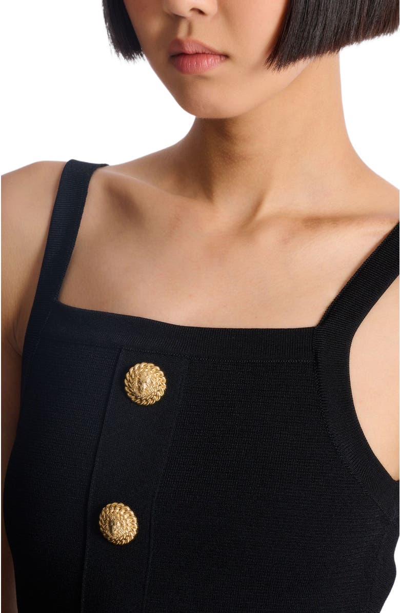 Balmain Knit bralette top with buttons, Alternate, color, Black