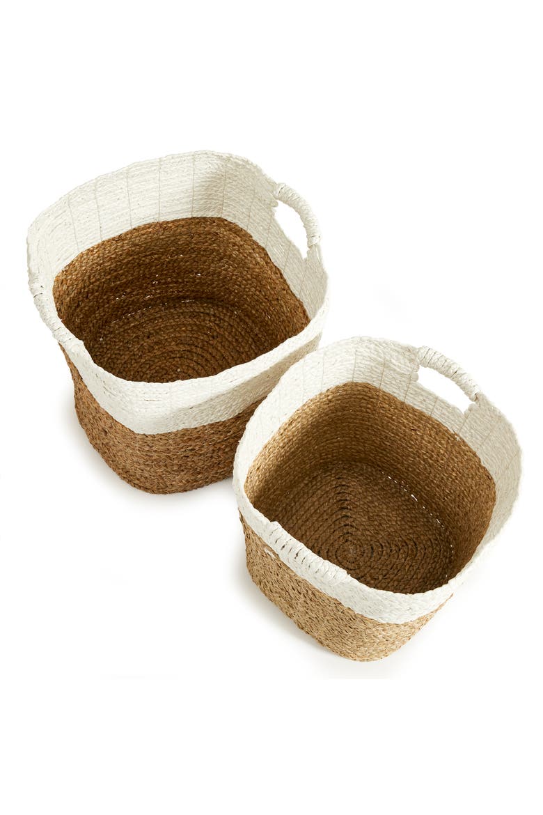 Madura Rectangular Baskets Set of 2, Alternate, color, White