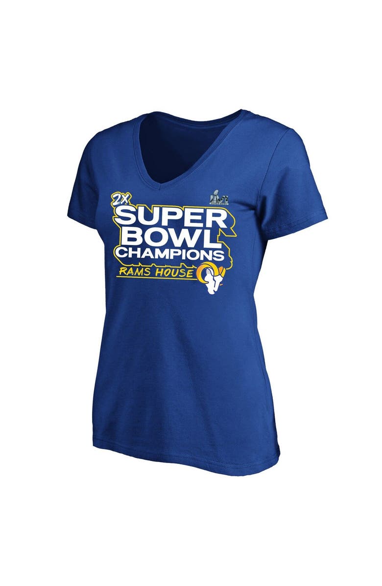FANATICS Women's Fanatics Branded Royal Los Angeles Rams Super Bowl LVI Champions Parade V-Neck Plus Size T-Shirt, Main, color, 