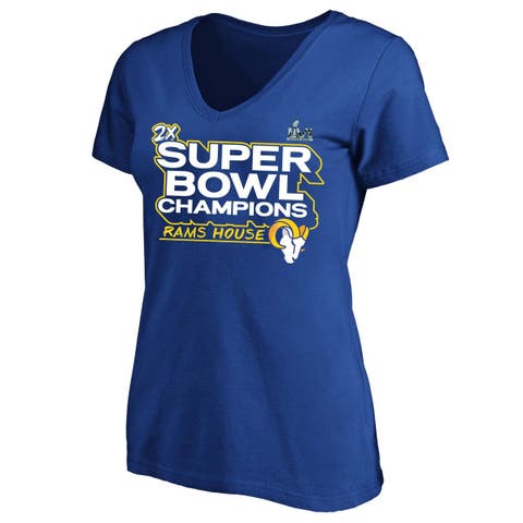 Women's Fanatics Branded Royal Los Angeles Rams Super Bowl LVI Champions Parade V-Neck Plus Size T-Shirt