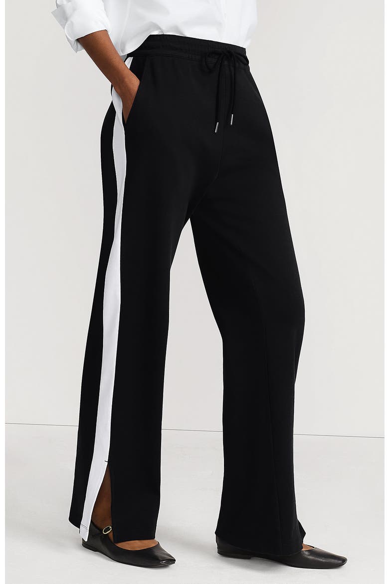 Knit High Rise Relaxed Straight Leg Side Stripe Pants, Main, color, Black/White