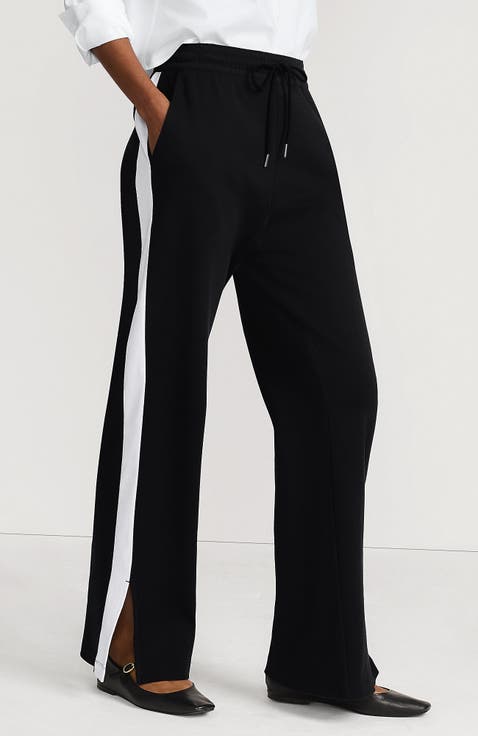 Knit High Rise Relaxed Straight Leg Side Stripe Pants