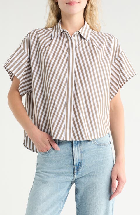 Maura Stripe Cotton Poplin Button-Up Shirt