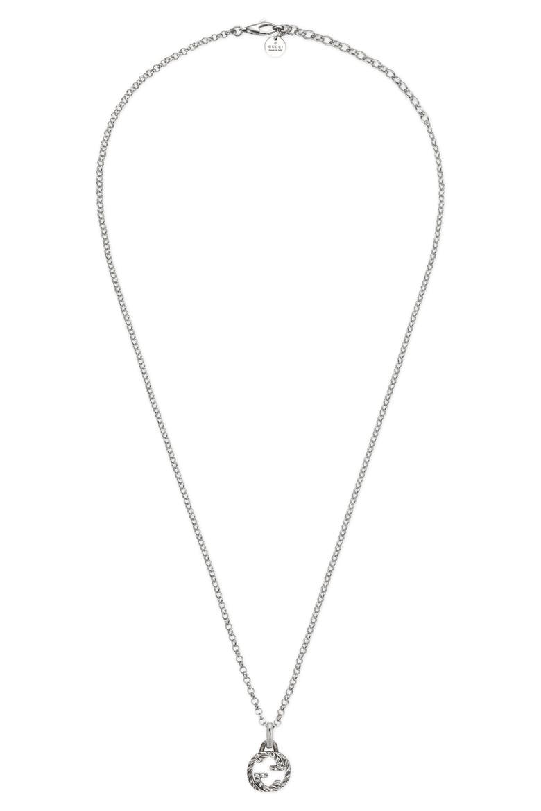 Interlocking-G Pendant Necklace, Main, color, STERLING SILVER