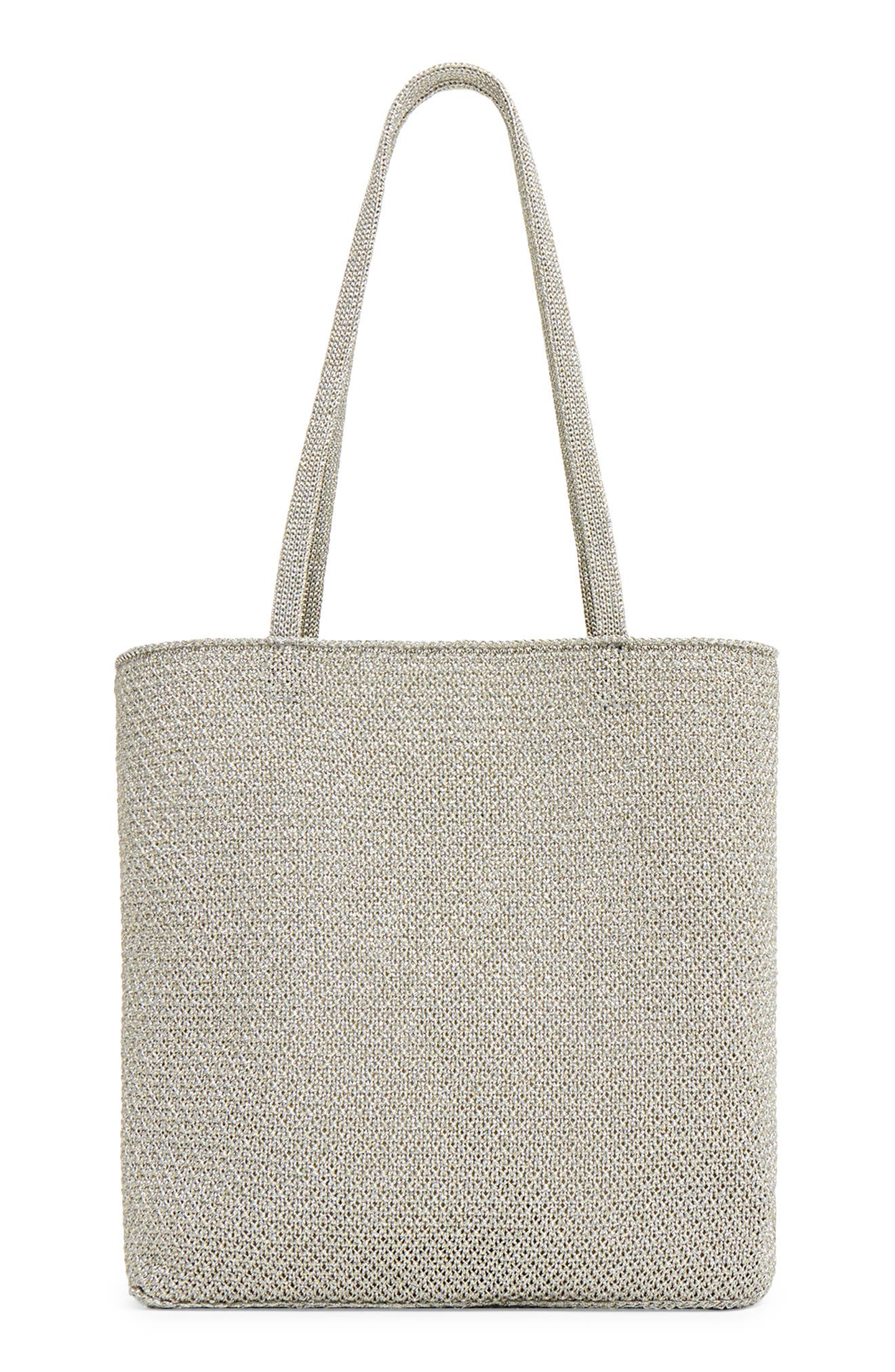 Filo Metallic Knit Tote, Main, color, SILVER