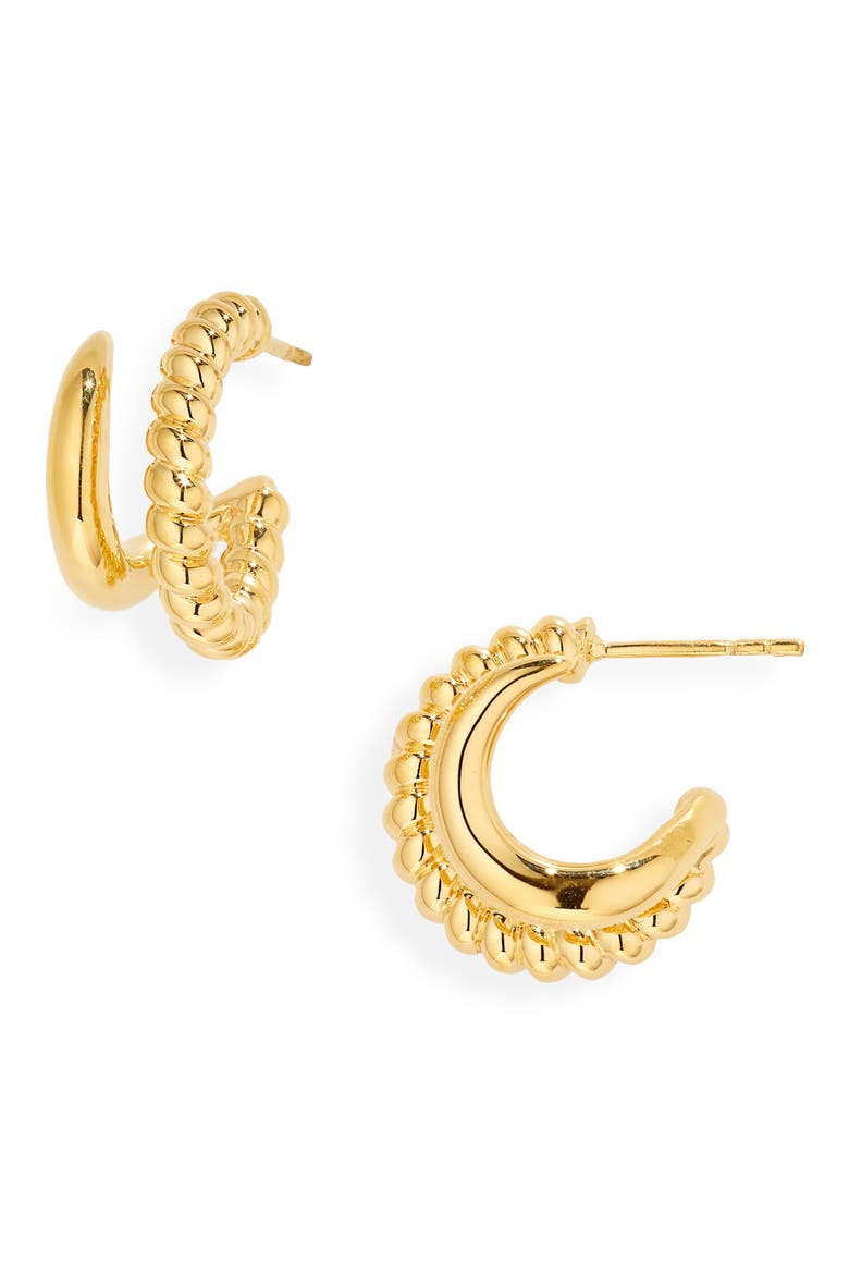 Claw Split Huggie Hoop Earrings, Main, color, GOLD