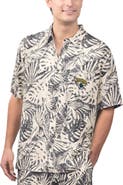 Margaritaville Men's Margaritaville Tan Jacksonville Jaguars Sand Washed Monstera Print Party Button-Up Shirt