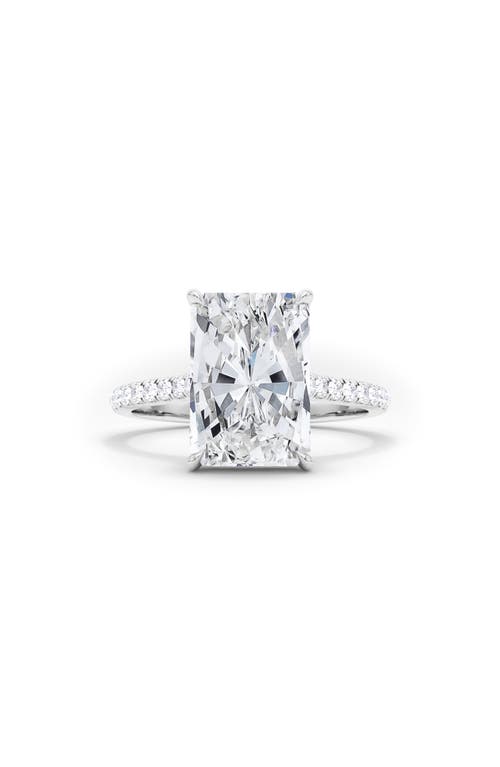 HauteCarat Radiant Cut Pavé Lab Created Diamond Ring in 3.50 Ctw 18K White Gold 