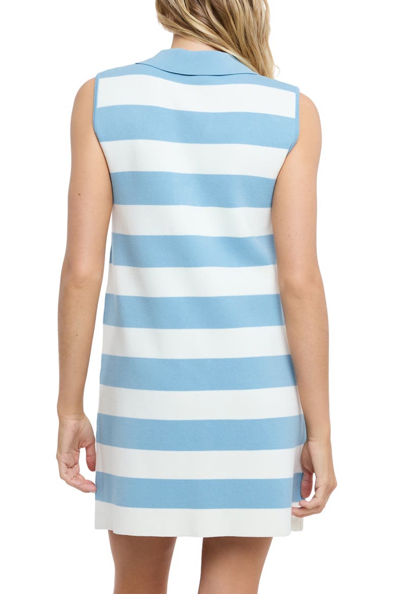 Stripe Zip Polo Dress, Alternate, color, SKY/ WHITE