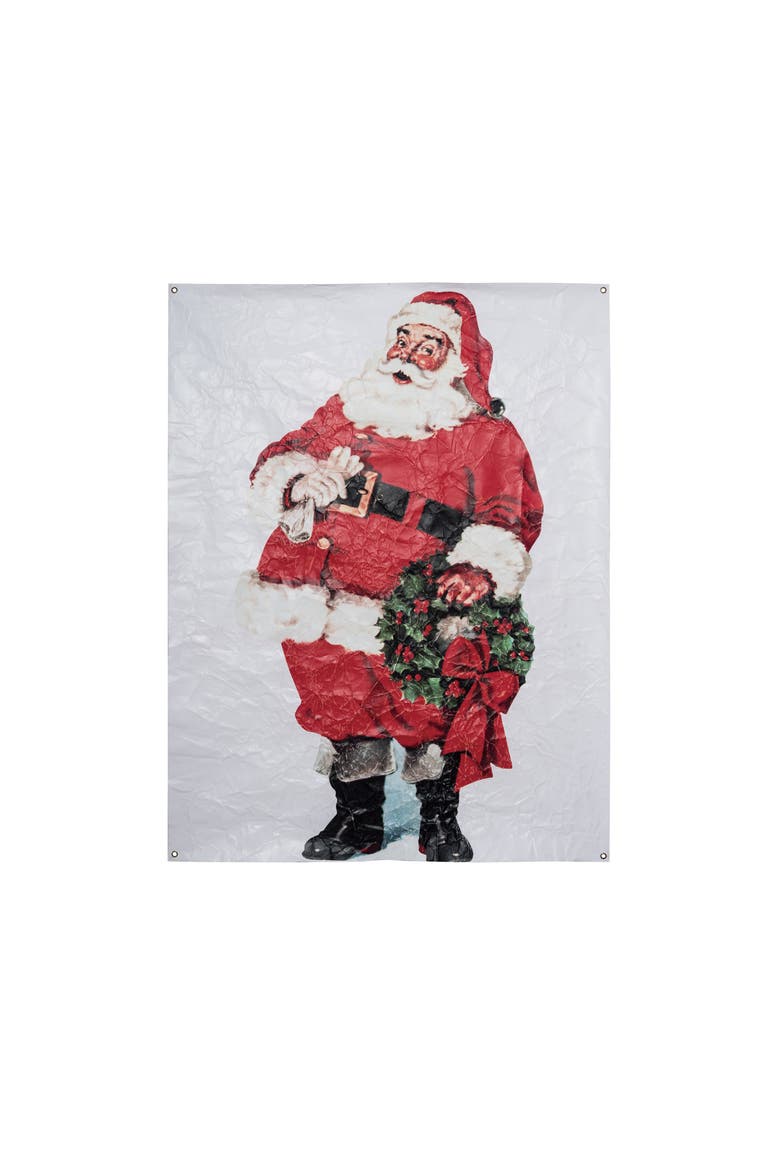 Multicolor Christmas Wall Art Santa Wall Sign Panels Decor, Main, color, Red