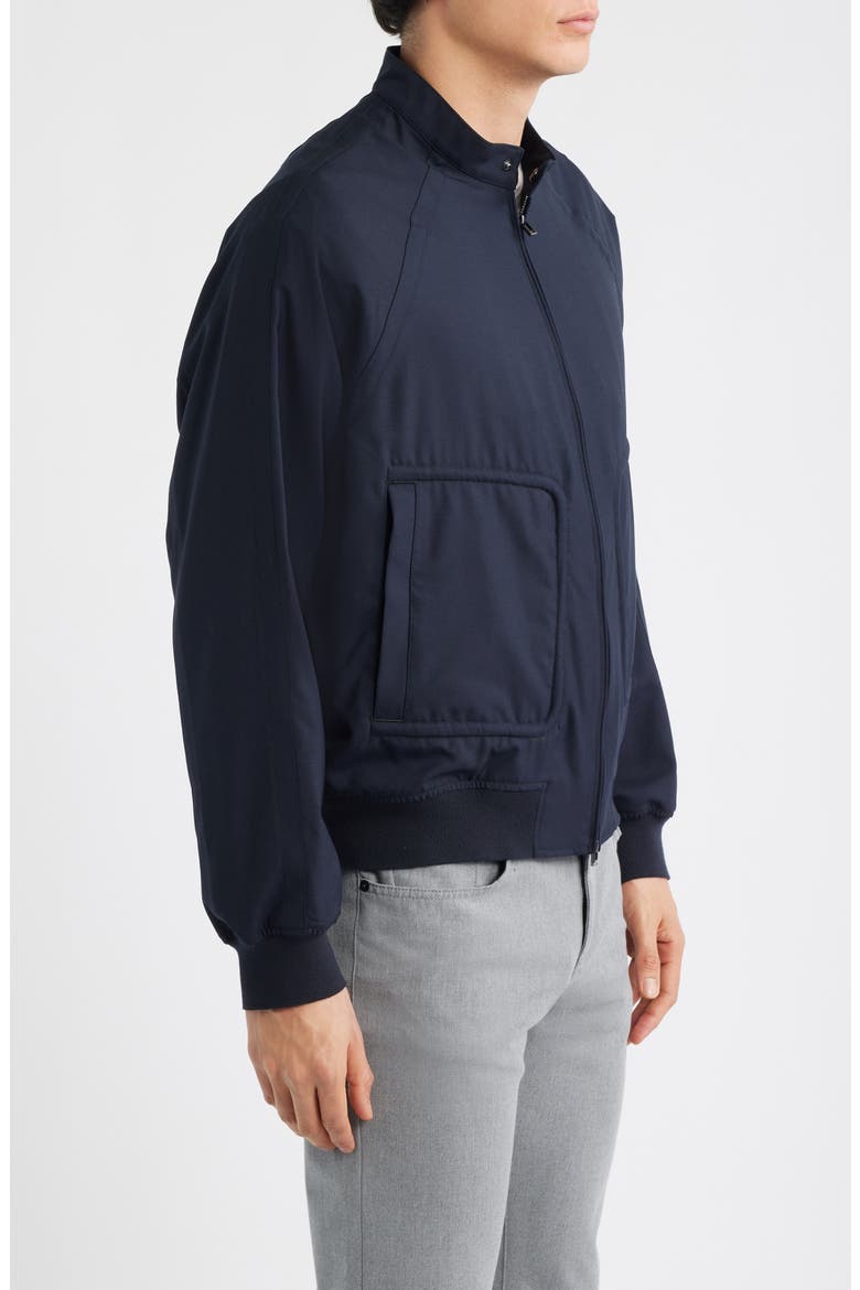 Virgin Wool Zip Bomber Jacket, Alternate, color, SOLID BLUE NAVY