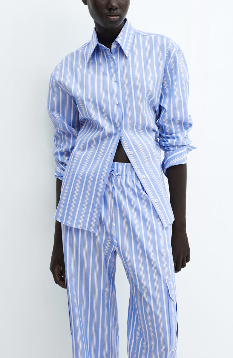 MANGO Stripe Drawstring Cargo Pants, Alternate, color, 