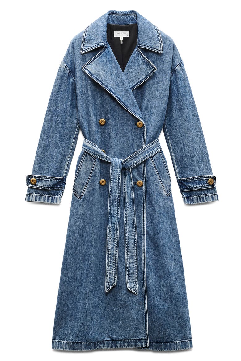 Alora Featherweight Denim Trench Coat, Alternate, color, BEEKMAN
