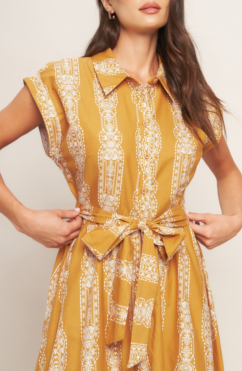 FLYING TOMATO Print Maxi Dress, Alternate, color, Mustard Ivory