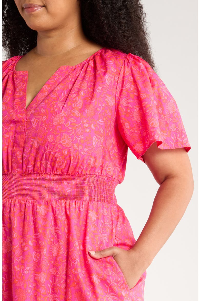 Cerise Floral Palmer Tiered Cotton Maxi Dress, Alternate, color, MAGENTA PINK
