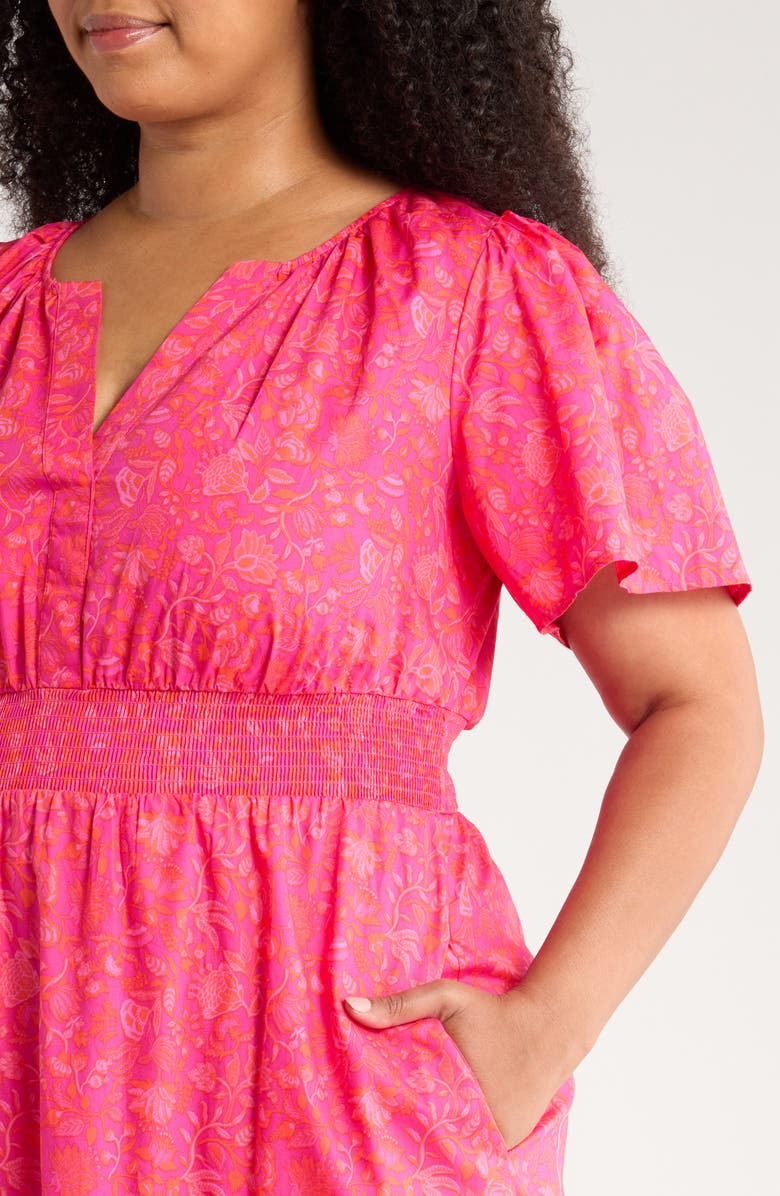 SUGARLIPS Cerise Floral Palmer Tiered Cotton Maxi Dress, Alternate, color, Magenta Pink