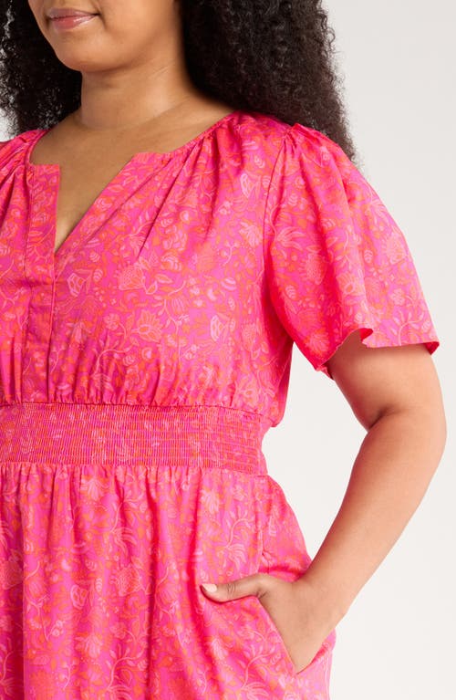 Sugarlips Cerise Floral Palmer Tiered Cotton Maxi Dress In Pink