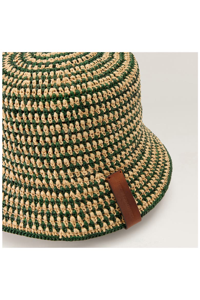 Shashika Raffia Crochet Bucket Hat, Alternate, color, NATURAL/ EMERALD