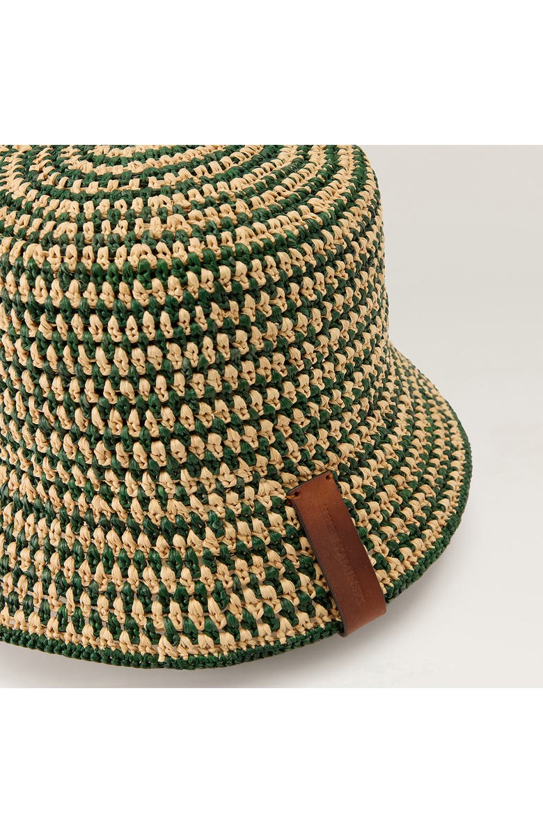 Helen Kaminski Shashika Raffia Crochet Bucket Hat, Alternate, color, Natural/ Emerald