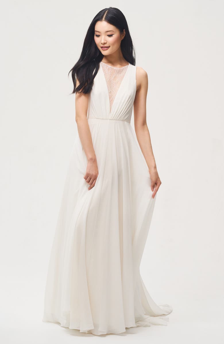 Jenny by Jenny Yoo Fallon Lace & Chiffon A-Line Gown, Main, color,