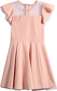 LOVE, NICKIE LEW Kids' Sheer Yoke Crepe Party Dress