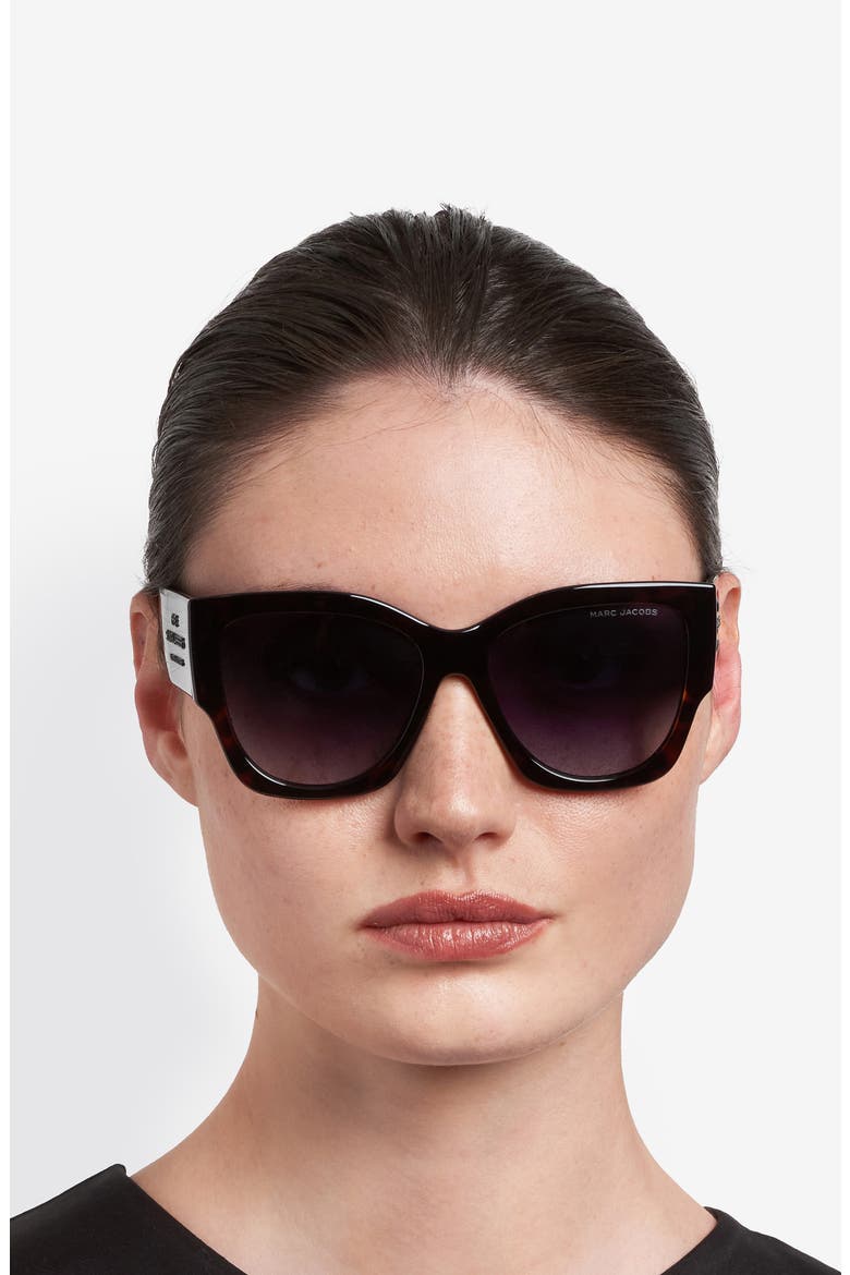 56mm Gradient Cat Eye Sunglasses, Alternate, color, HAVANA/ DARK GREY SF
