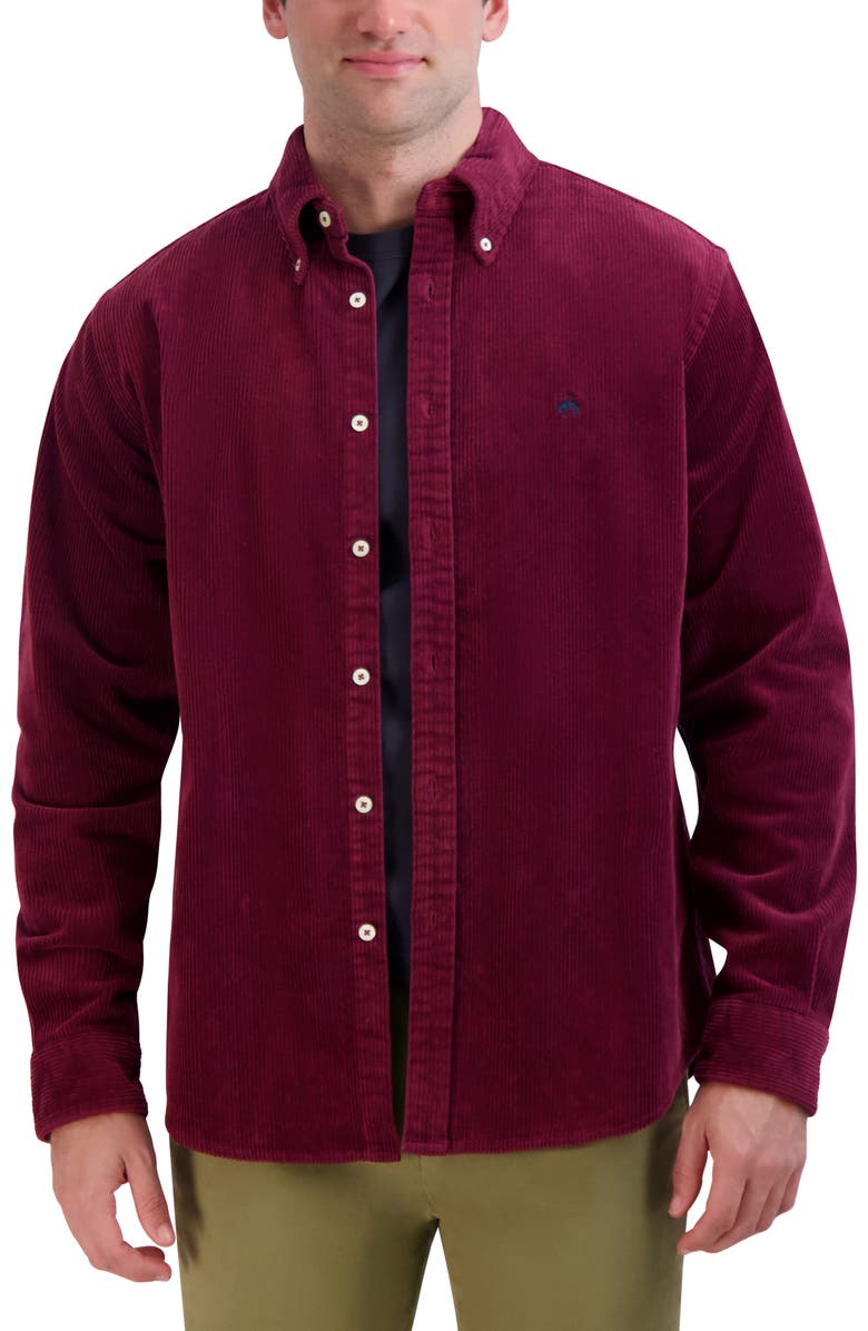 Brooks Brothers Solid Stretch Corduroy Button-Down Shirt, Alternate, color, 