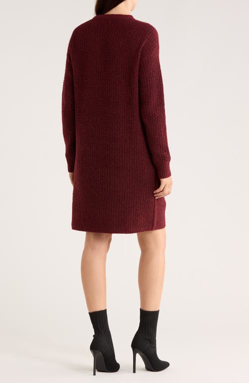 Nordstrom Rack Textured Stitch Long Sleeve Sweater Dress In Burgundy